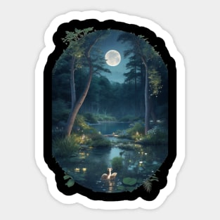 Lake Serenity: A Nighttime Enchantment Sticker